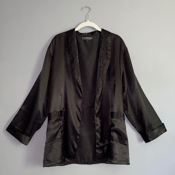 Alexander del Rossa Other - Black Satin ALEXANDER DEL ROSSA Short Robe Women's Large